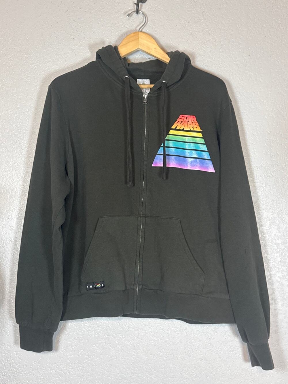 Disney Pride Star Wars Gray Full Zip Sweatshirt Hooded Hoodie Unisex XXL Rainbow